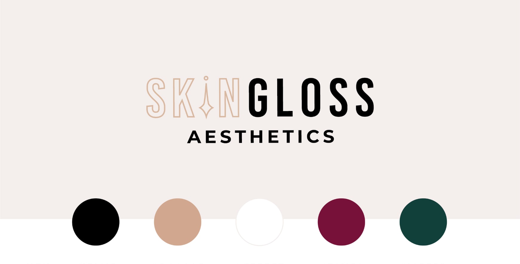 Skingloss primary logo and color palette