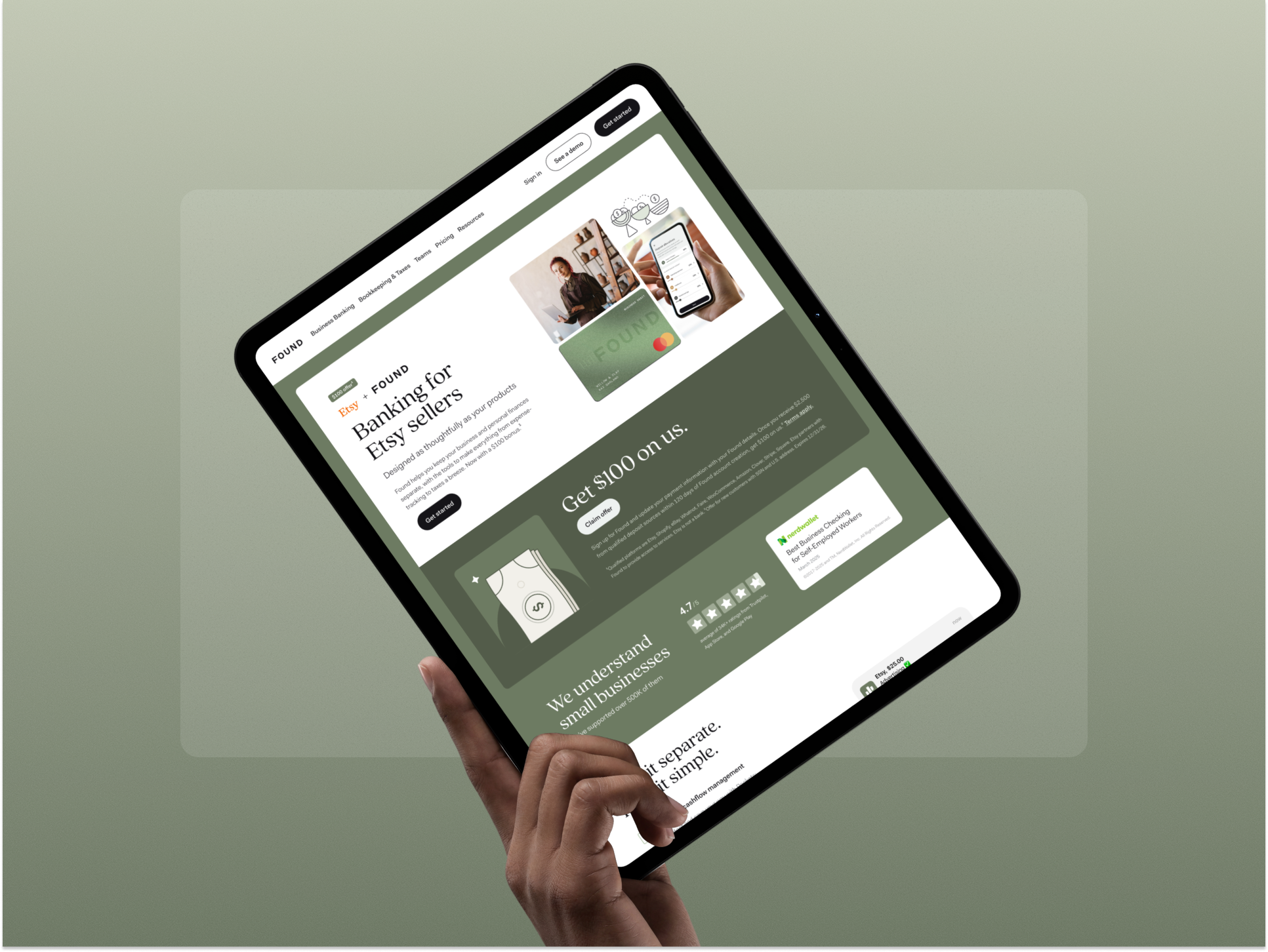 Etsy × Found co-branded landing page