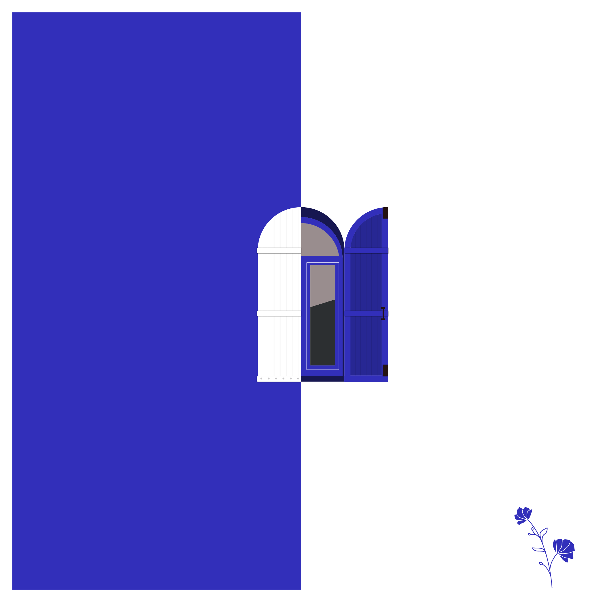Blue window architecture illustration