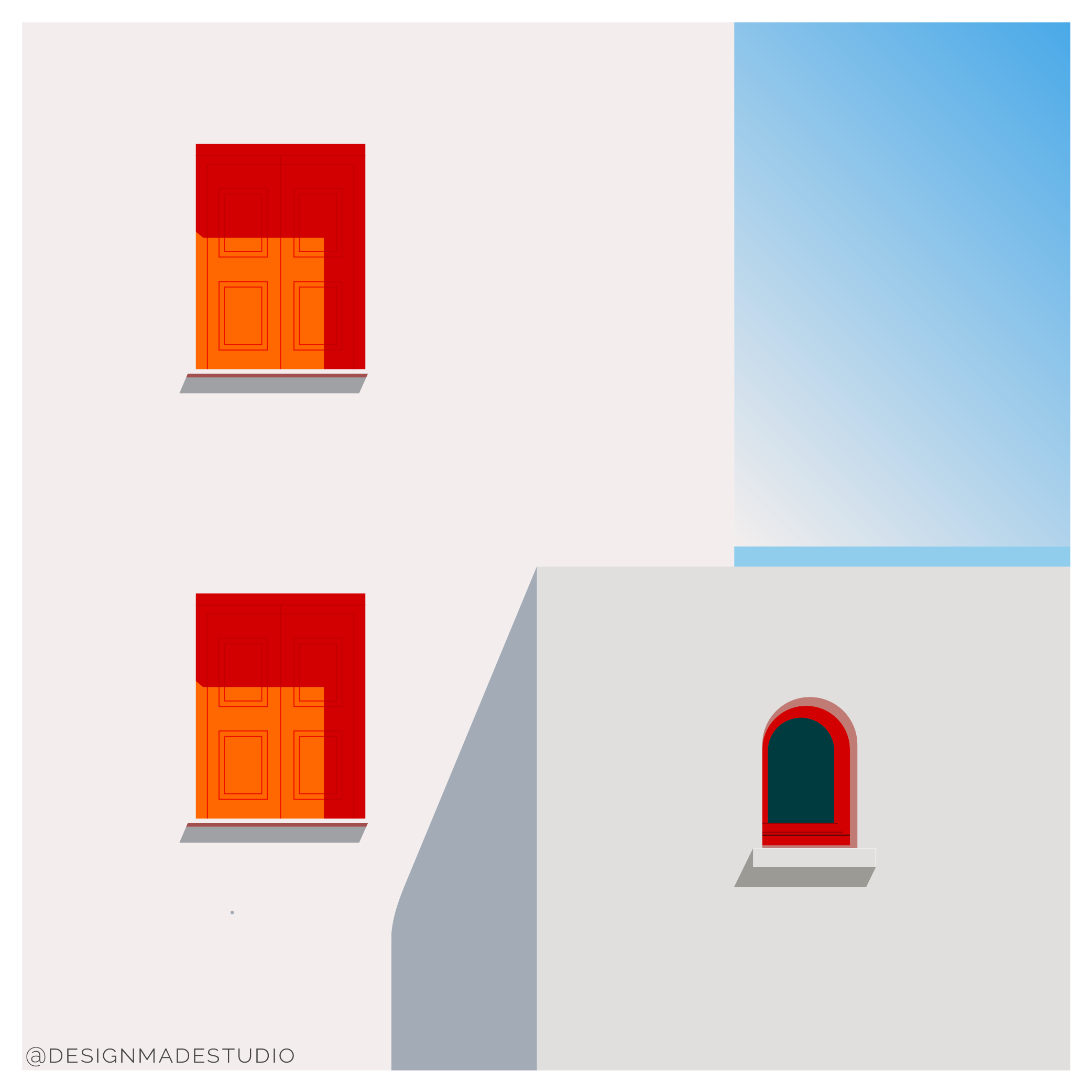 Santorini windows illustration