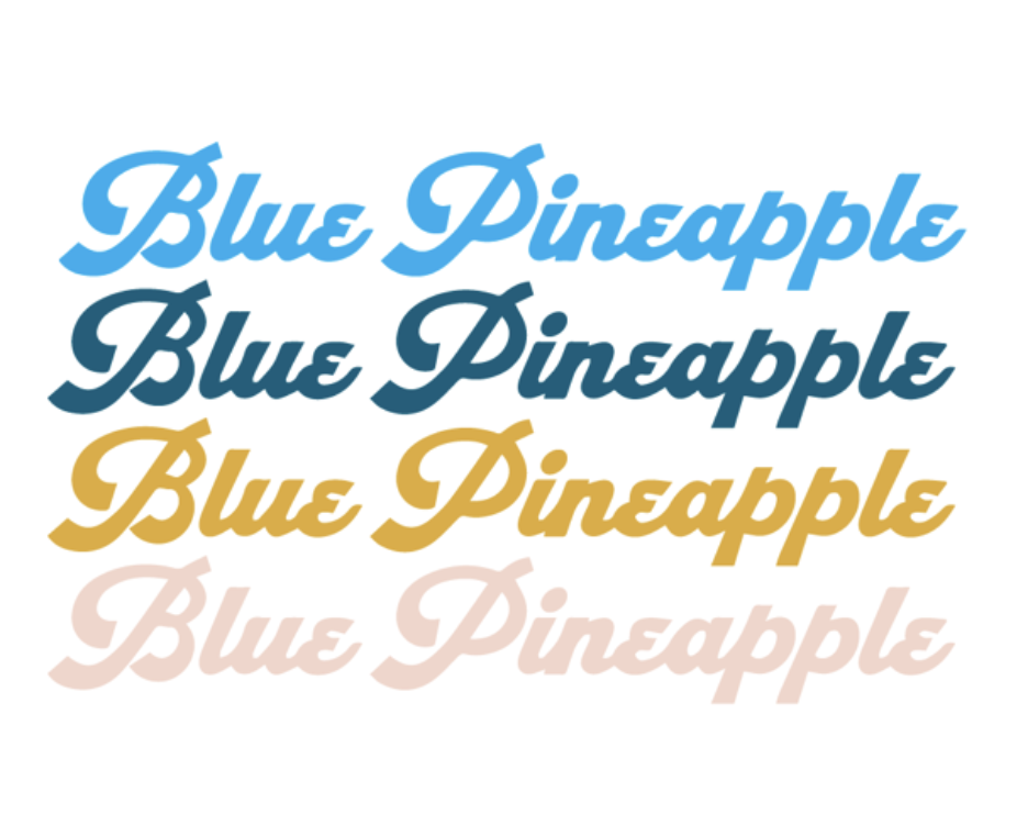 Blue Pineapple wordmark in four color variants