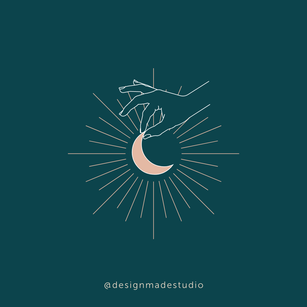 Hand crescent moon illustration