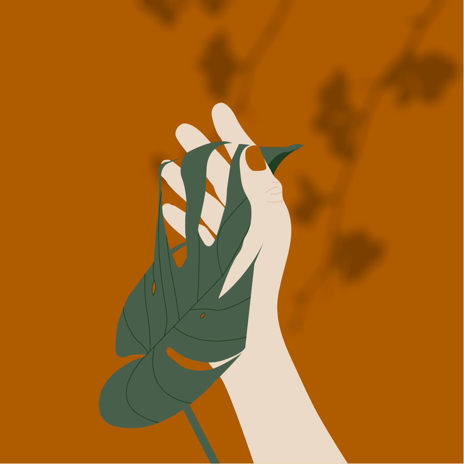 Hand holding leaf illustration