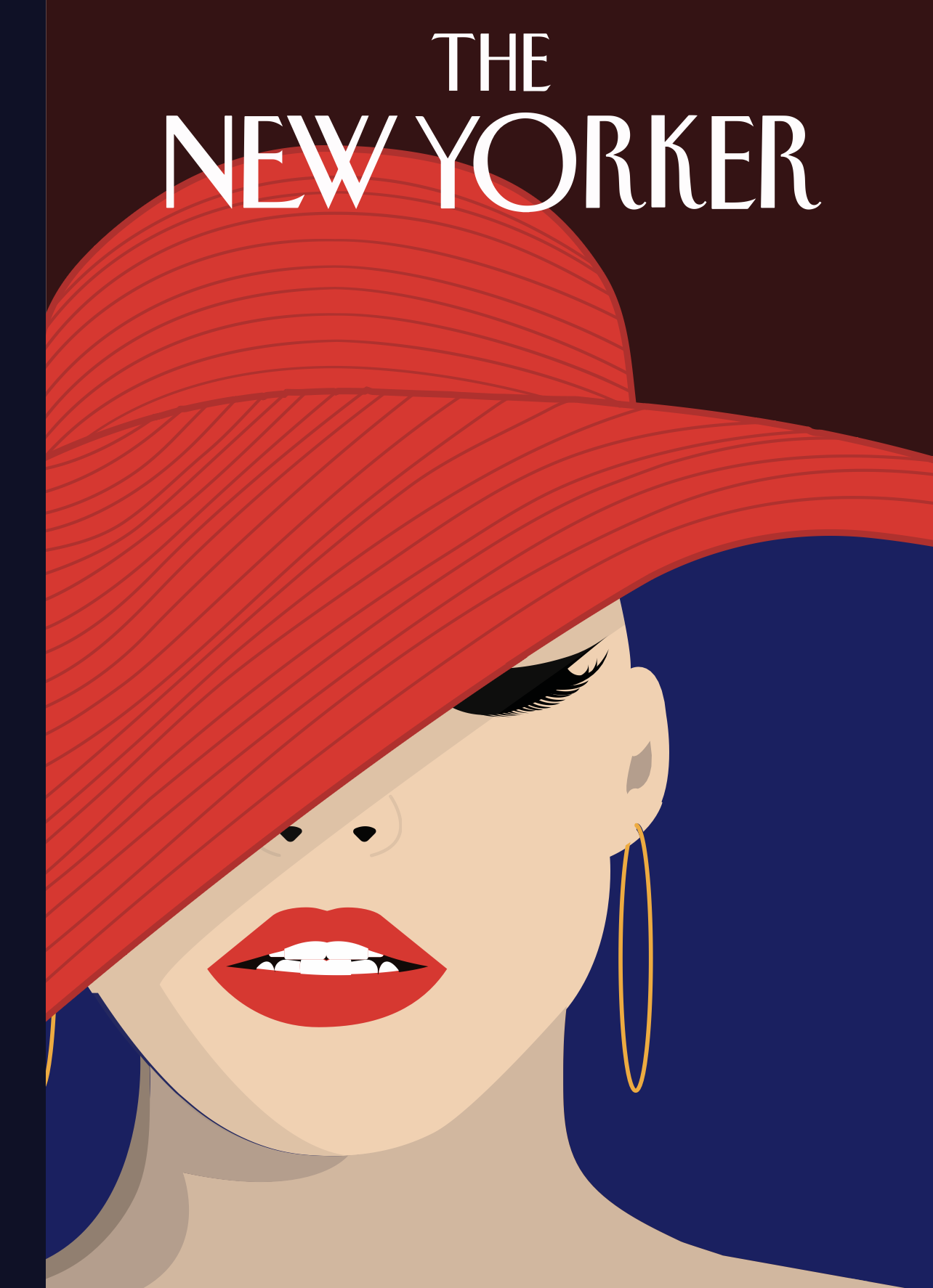 New Yorker magazine cover mockup with red hat illustration