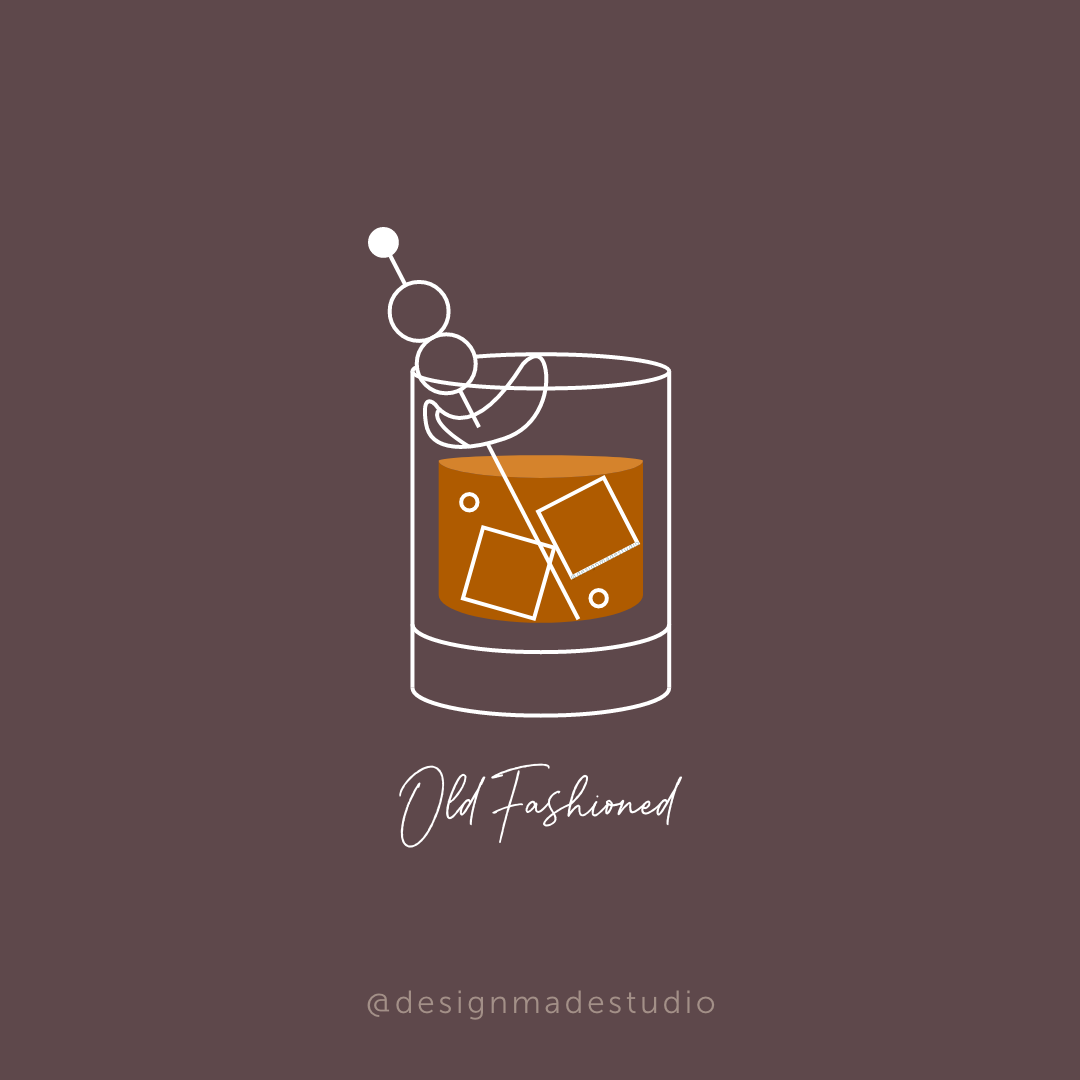 Old Fashioned cocktail illustration