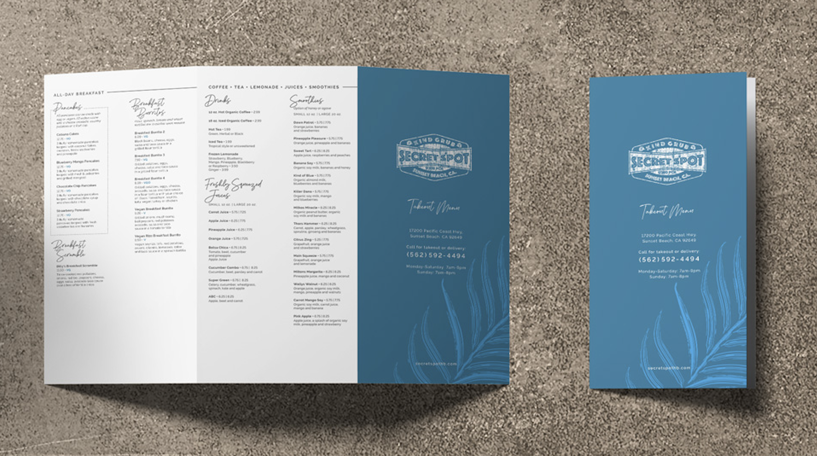 Secret Spot restaurant takeout menu