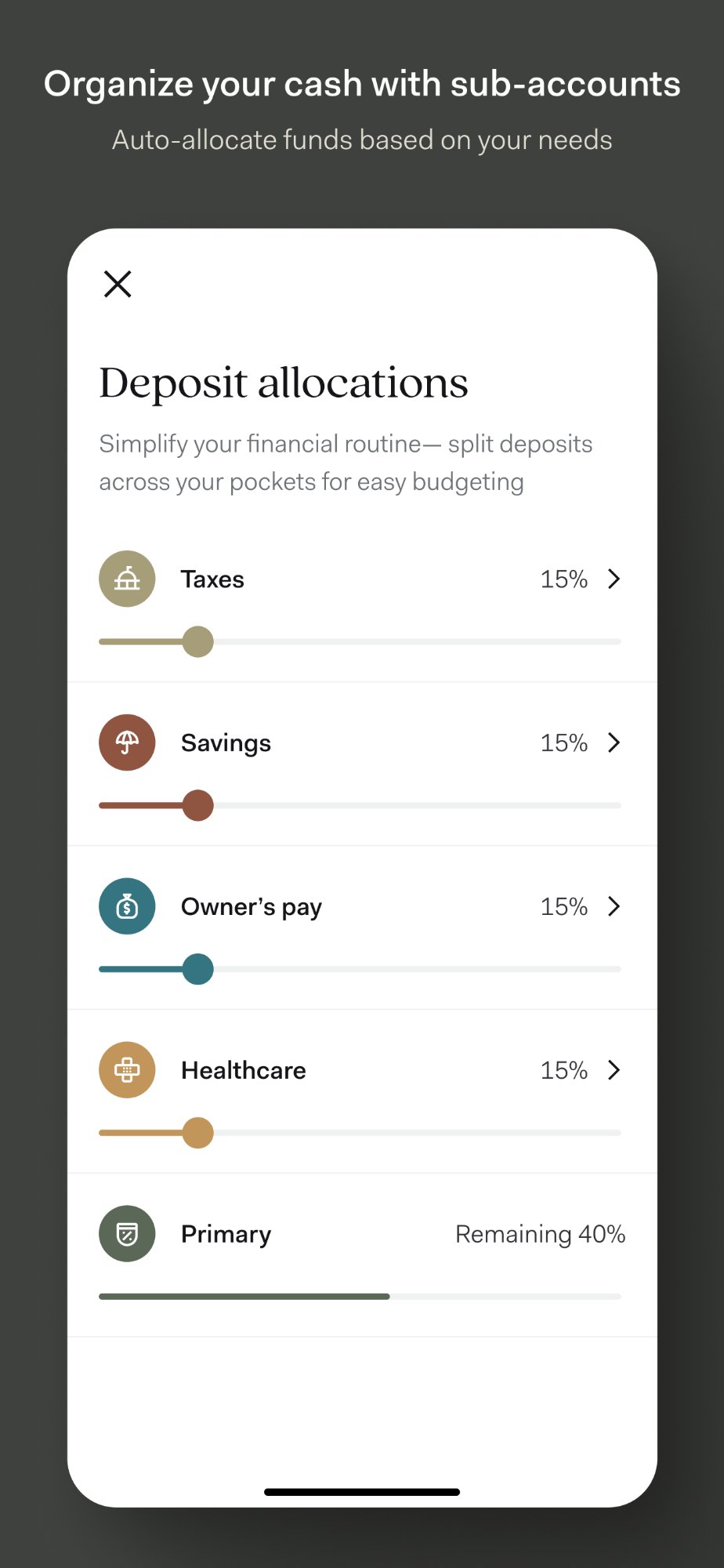 Organize your cash with sub-accounts