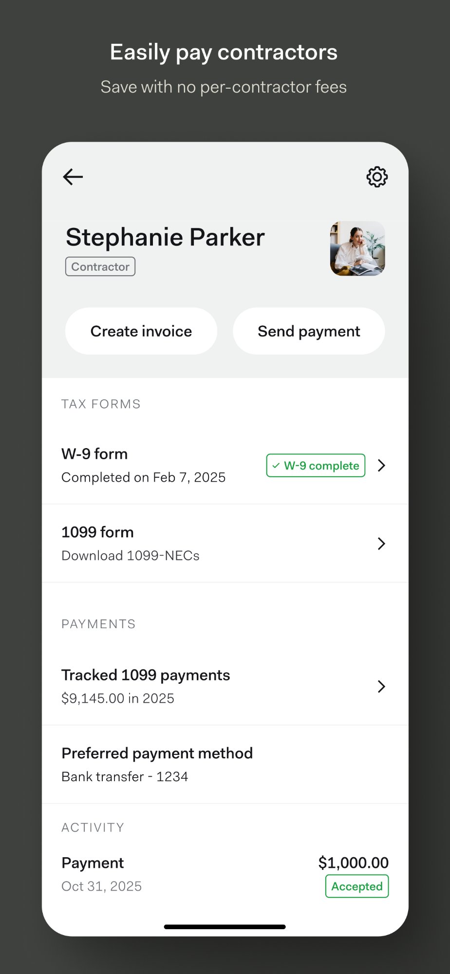Easily pay contractors
