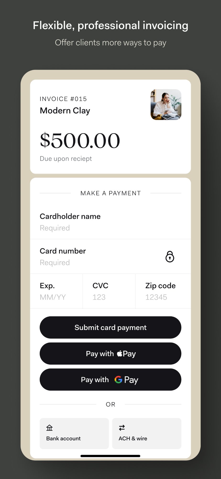 Flexible professional invoicing