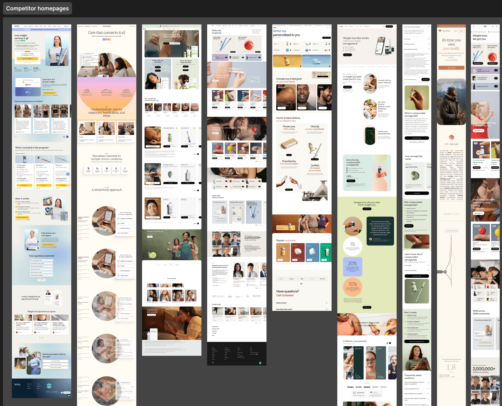 Competitor homepage landscape